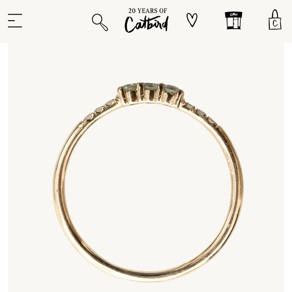 Catbird Three Green Sapphire Equilibrium Ring by Jennie Kwon in Yellow Gold - Picture 7 of 9